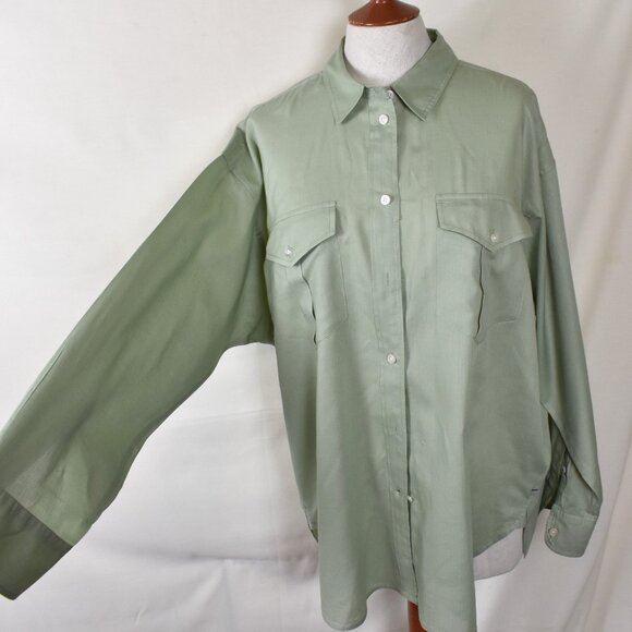 J.Crew. Blouse Top 14 Light Green Long Sleeve Button Down Collard Machine Wash - Picture 5 of 6